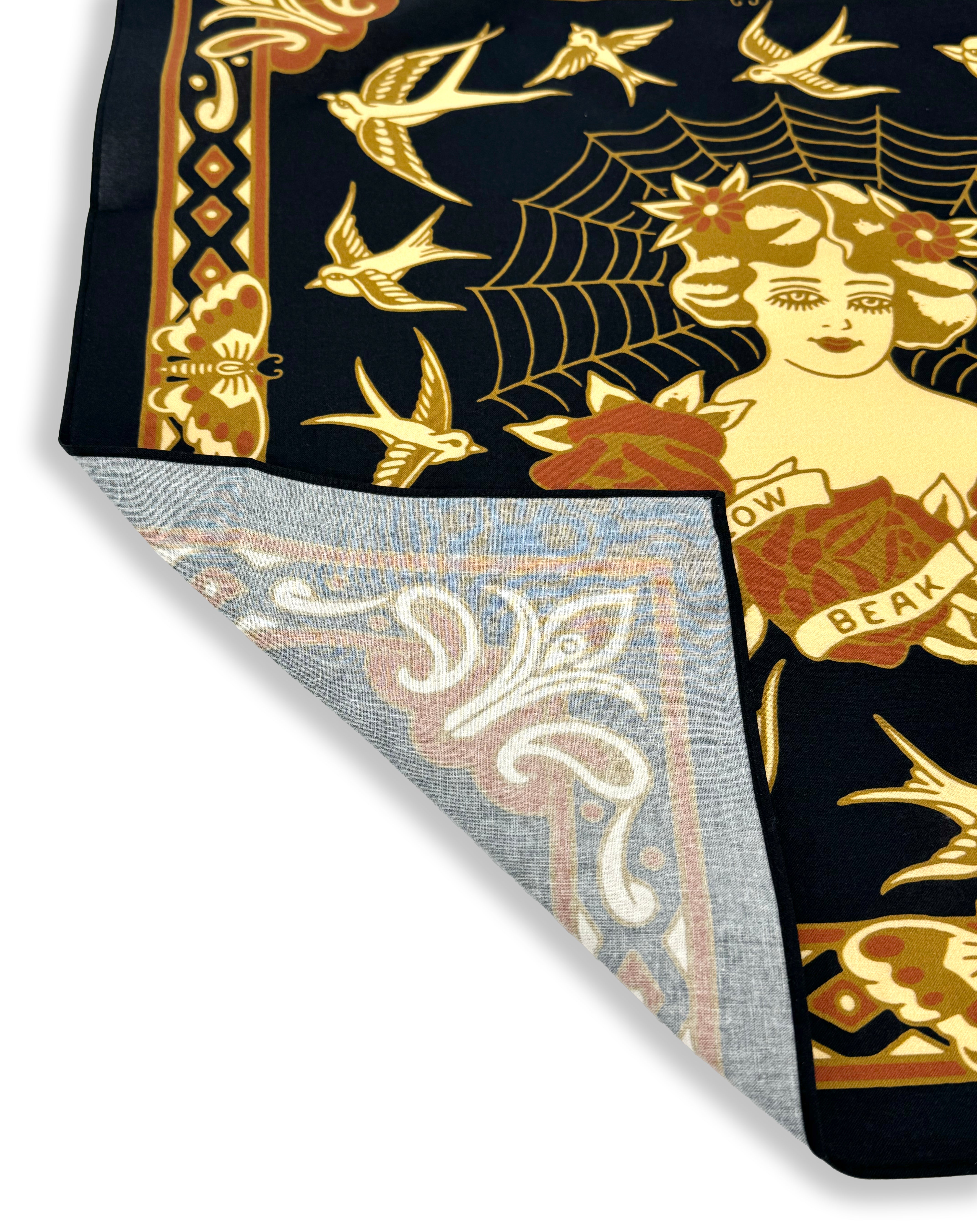 Black Spiderweb Bandana – Yellow Beak Press