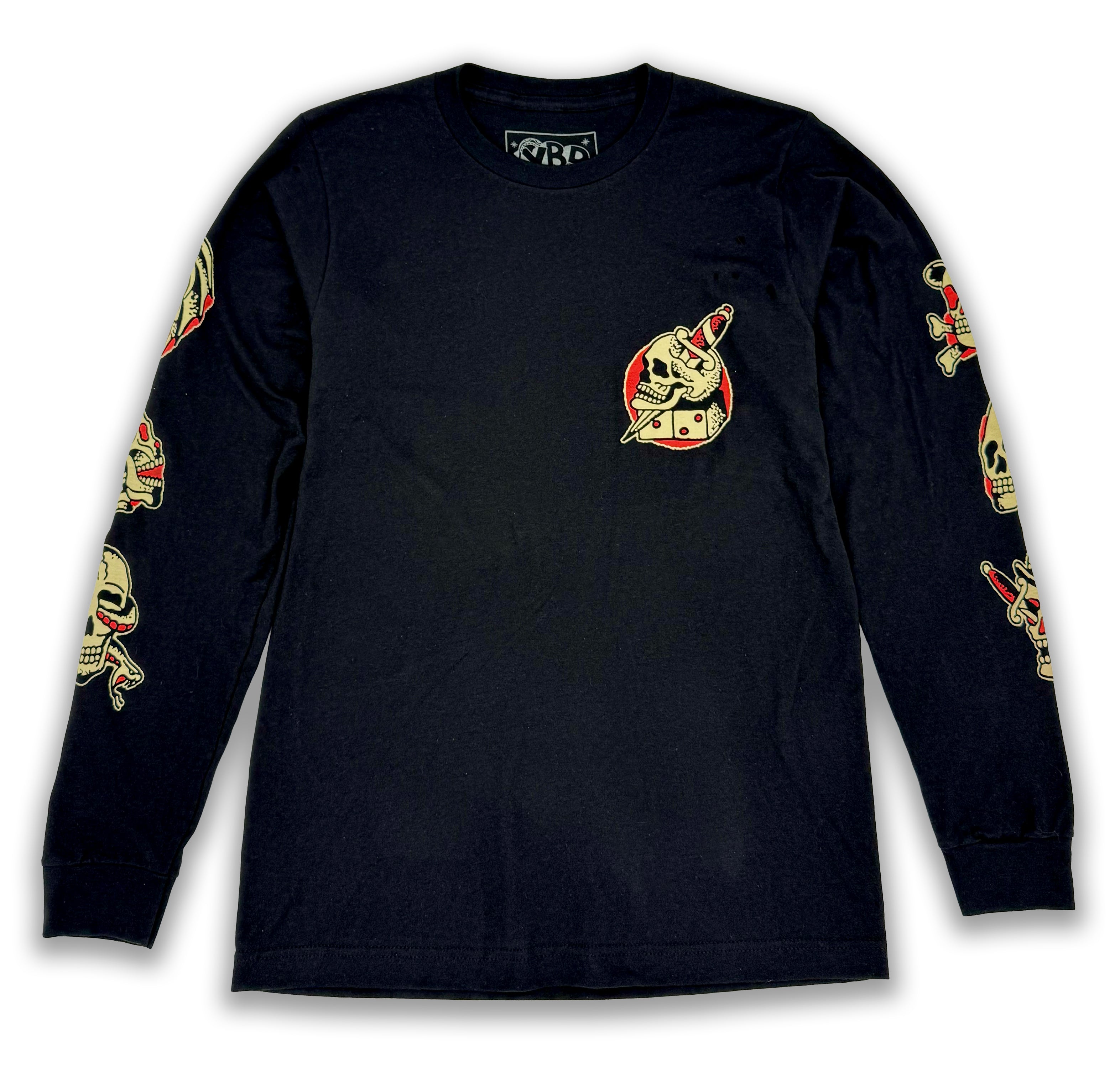 SKULL SHIRRING EMBROIDERY LONG SLEEVE