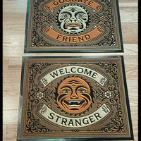 WELCOME STRANGER DOORMAT SET