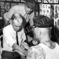 Vintage Black And White Cap Coleman Tattooing Poster Print
