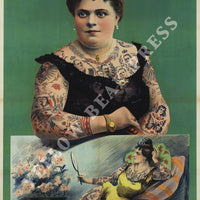 Vintage Tattooed Woman Portrait Poster Print