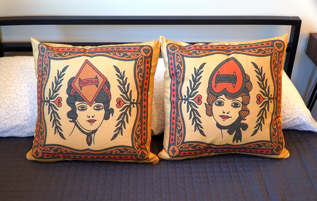 Queen Of Hearts and Queen of Diamonds Pillow