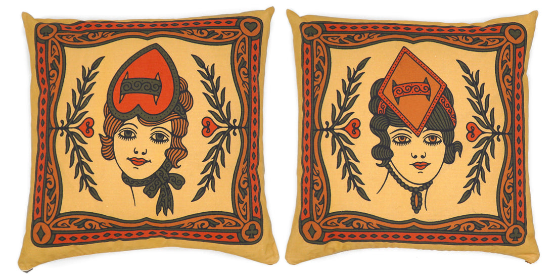 Queen Of Hearts and Queen of Diamonds Pillow