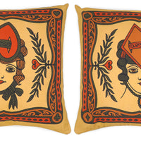 Queen Of Hearts and Queen of Diamonds Pillow