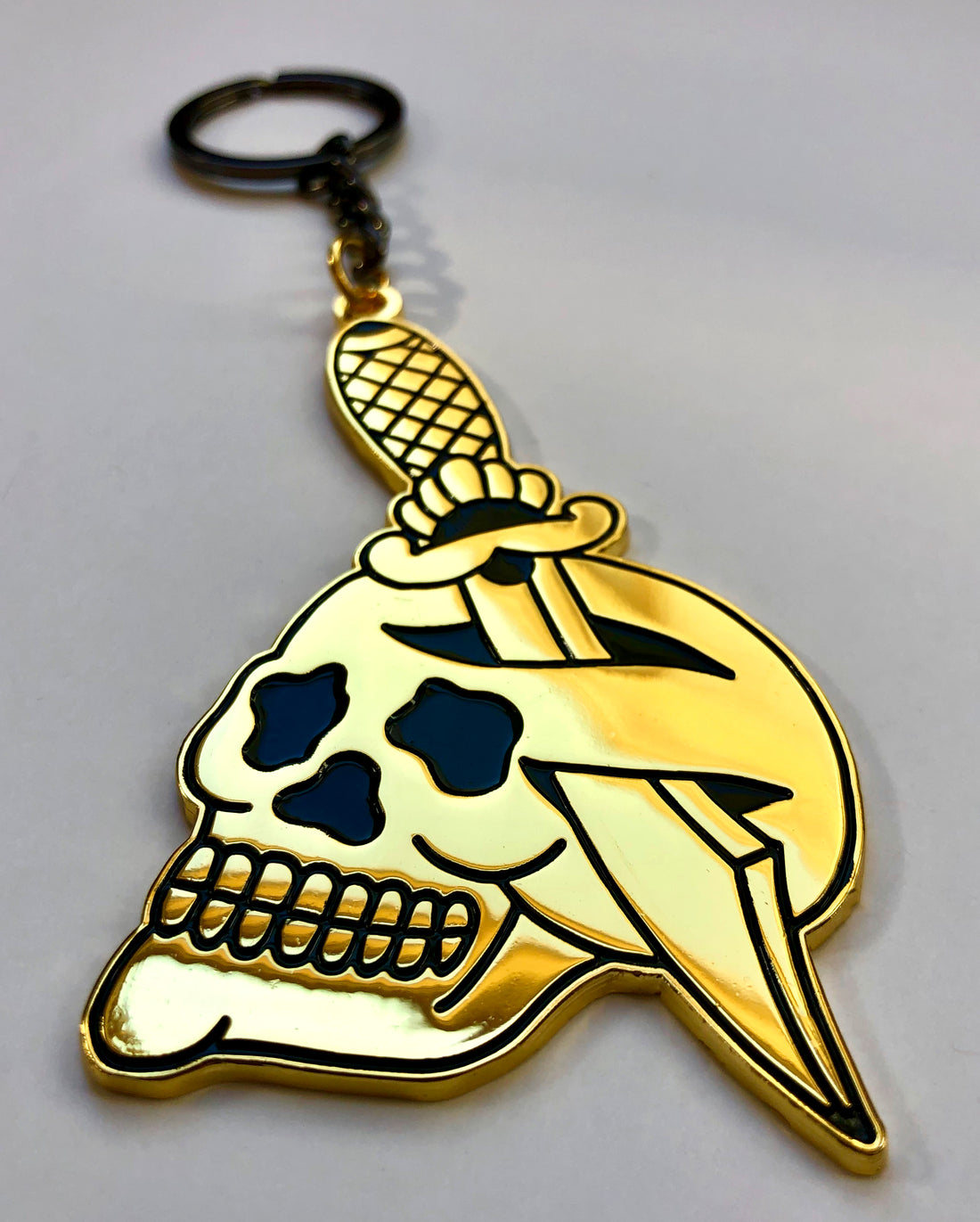 Gold Dagger And Skull Keychain