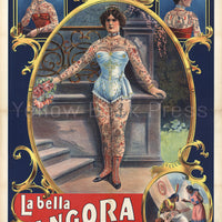 Vintage "La Bella Angora" Queen of Tattooed Women Poster Print