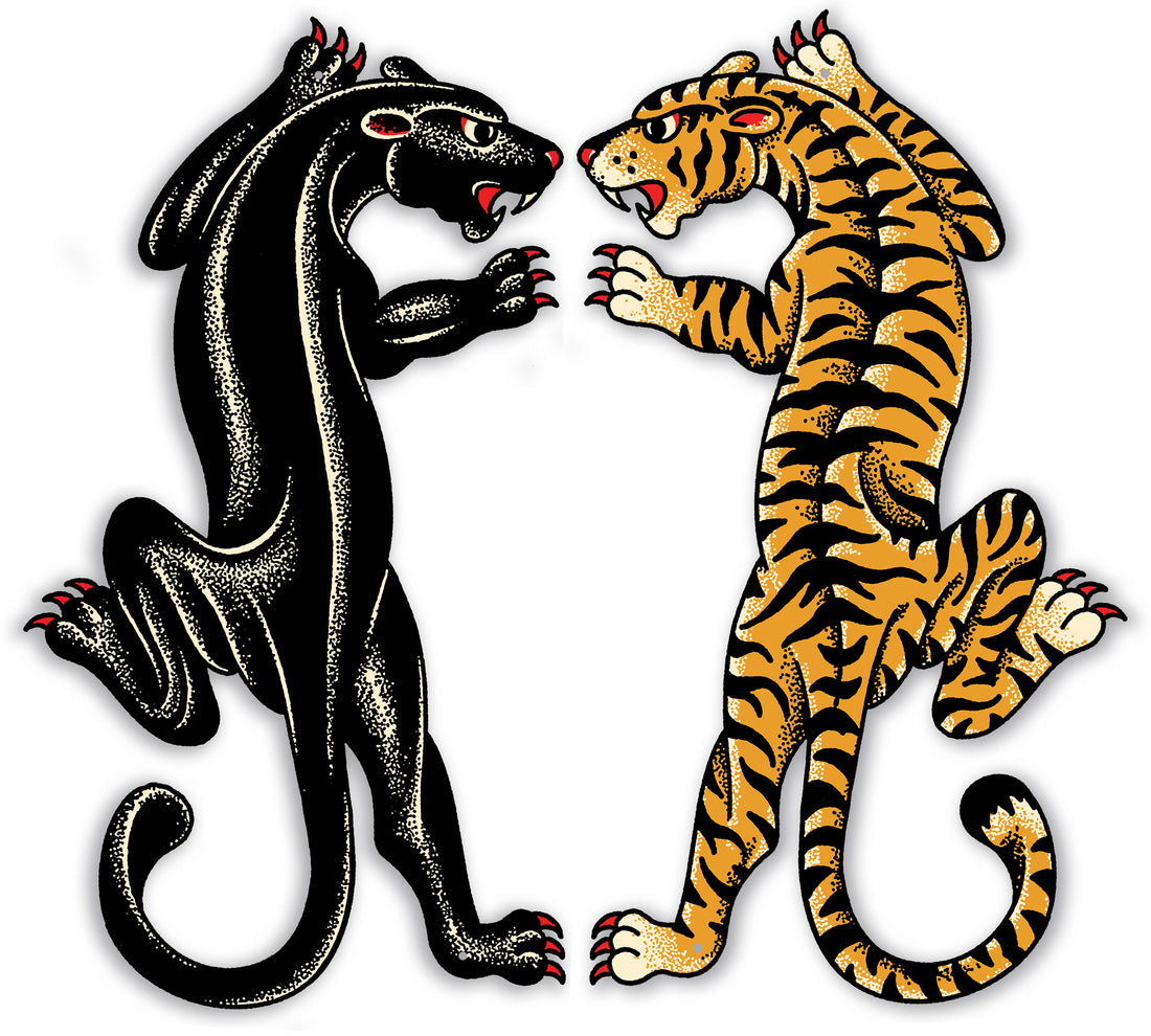 Tiger and Panther Metal Sign