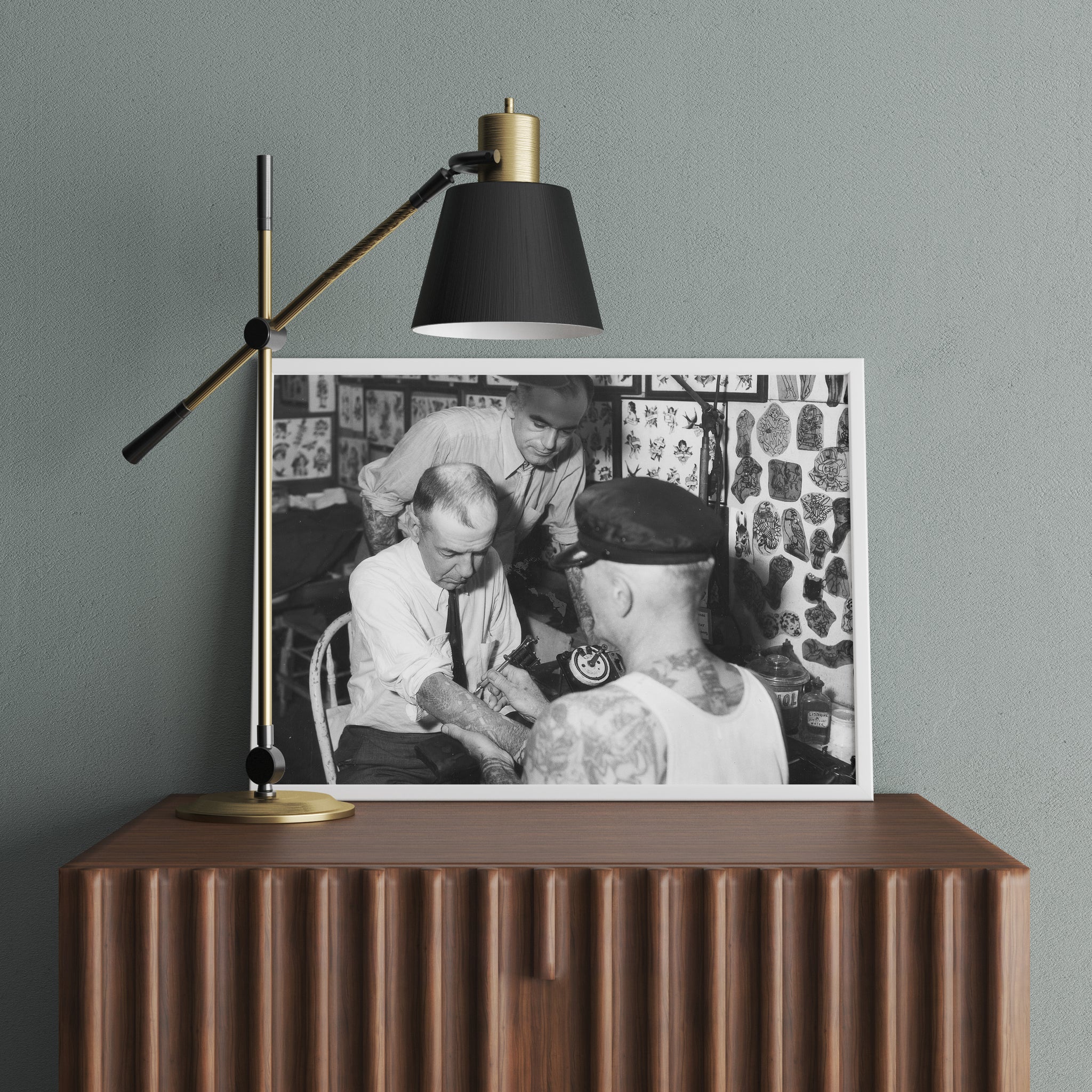 Vintage Black And White Cap Coleman Tattooing Poster Print – Yellow ...