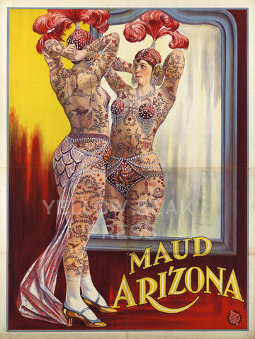 Vintage "Maud Arizona" The  Tattooed Wonder Poster Print