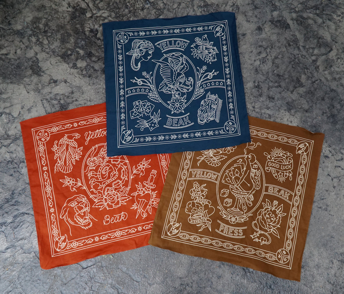 Yellow Beak Press Red Bandana