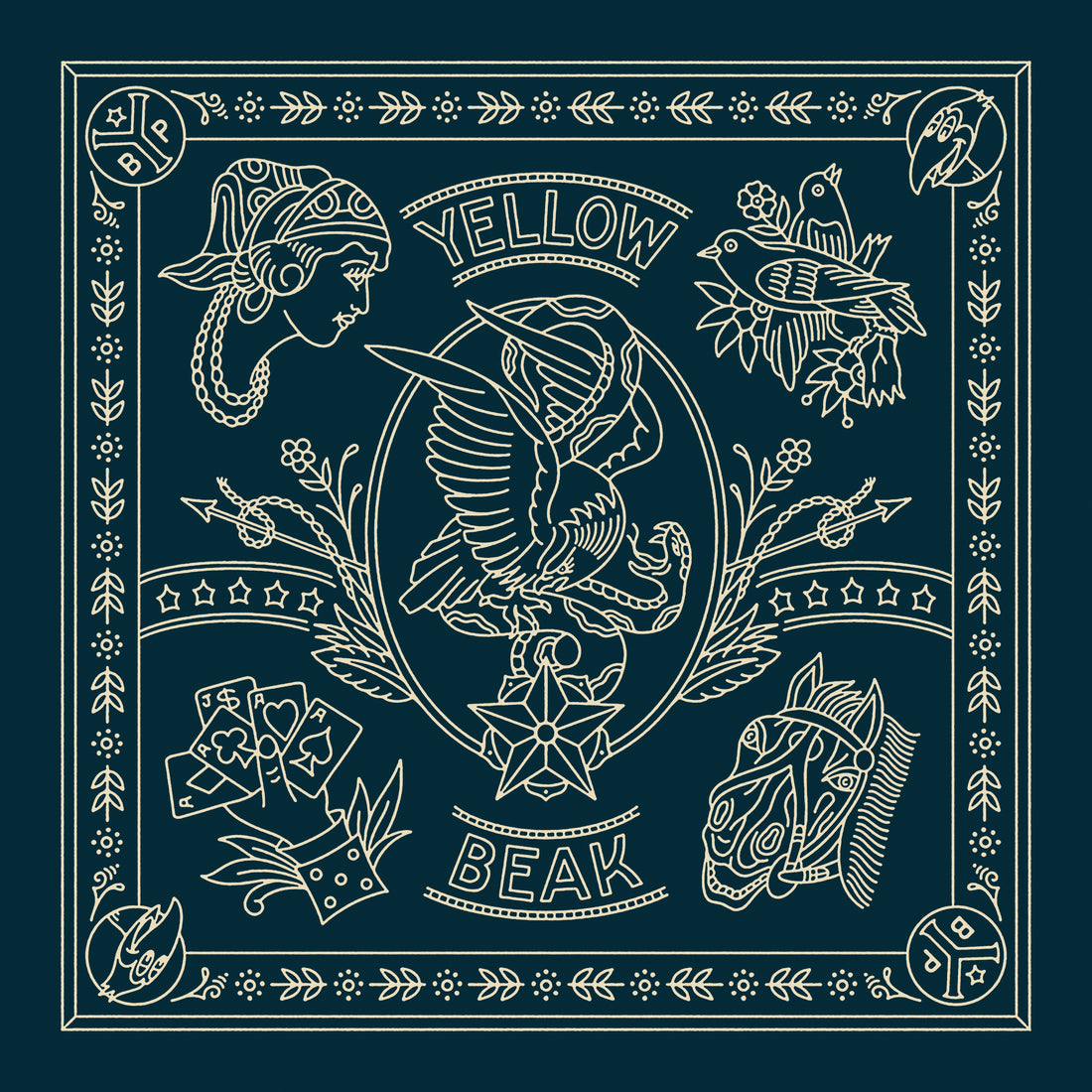 Yellow Beak Press Blue Bandana
