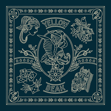 Yellow Beak Press Blue Bandana