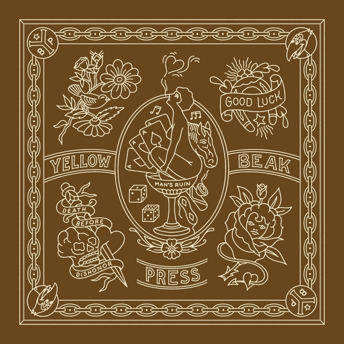 Yellow Beak Press Brown Bandana