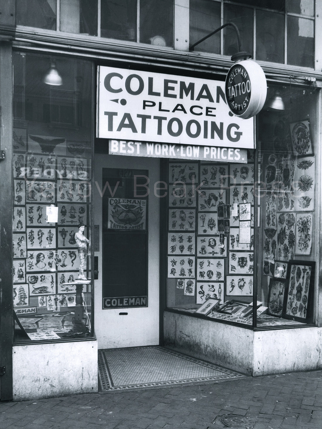 Vintage Cap Coleman Tattoo Shop Front Poster Print