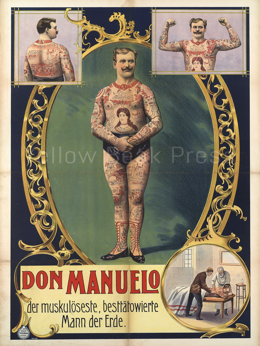 Vintage "Don Manuelo" Tattooed Strongman Poster Print