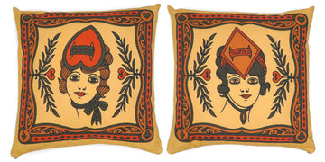 Queen Of Hearts and Queen of Diamonds Pillow