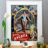 Vintage "La Bella Angora" Queen of Tattooed Women Poster Print