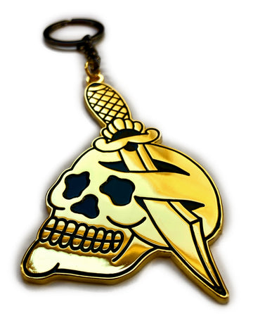 Gold Dagger And Skull Keychain