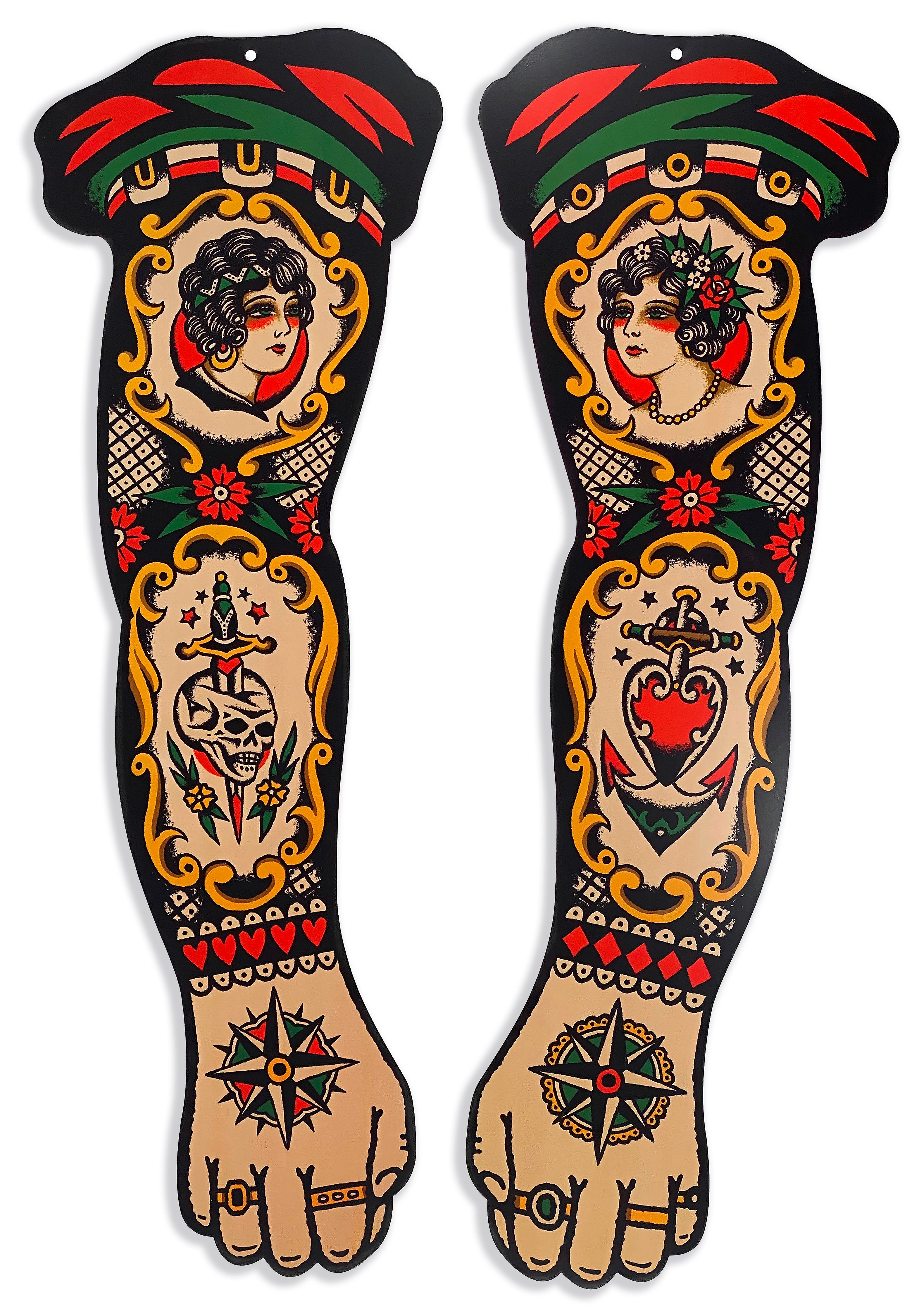 American Traditional Leg Sleeve Tattoos