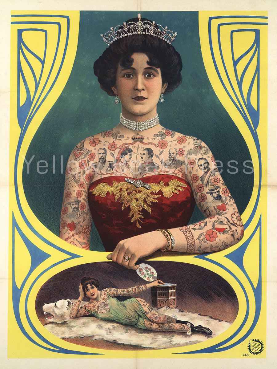 Vintage "Tattooed Queen"  Poster Print