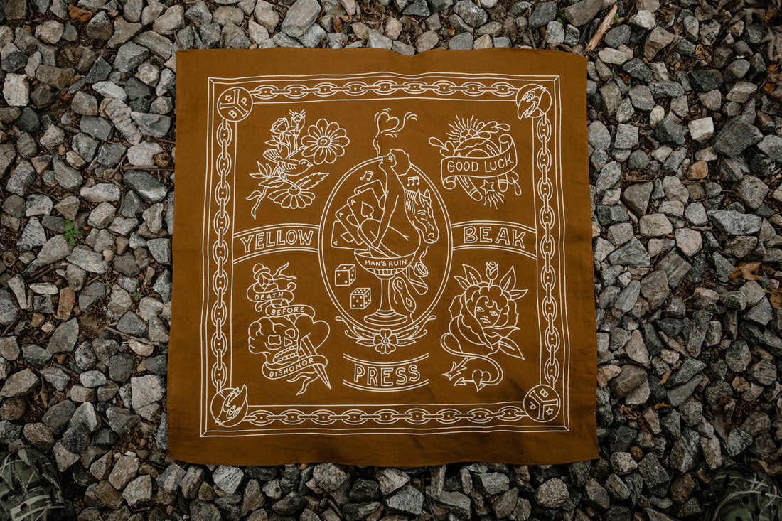 Yellow Beak Press Brown Bandana