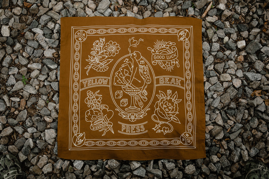 Yellow Beak Press Brown Bandana