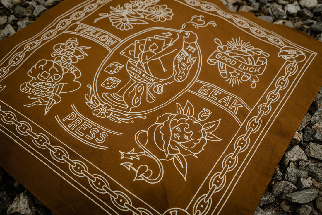 Yellow Beak Press Brown Bandana
