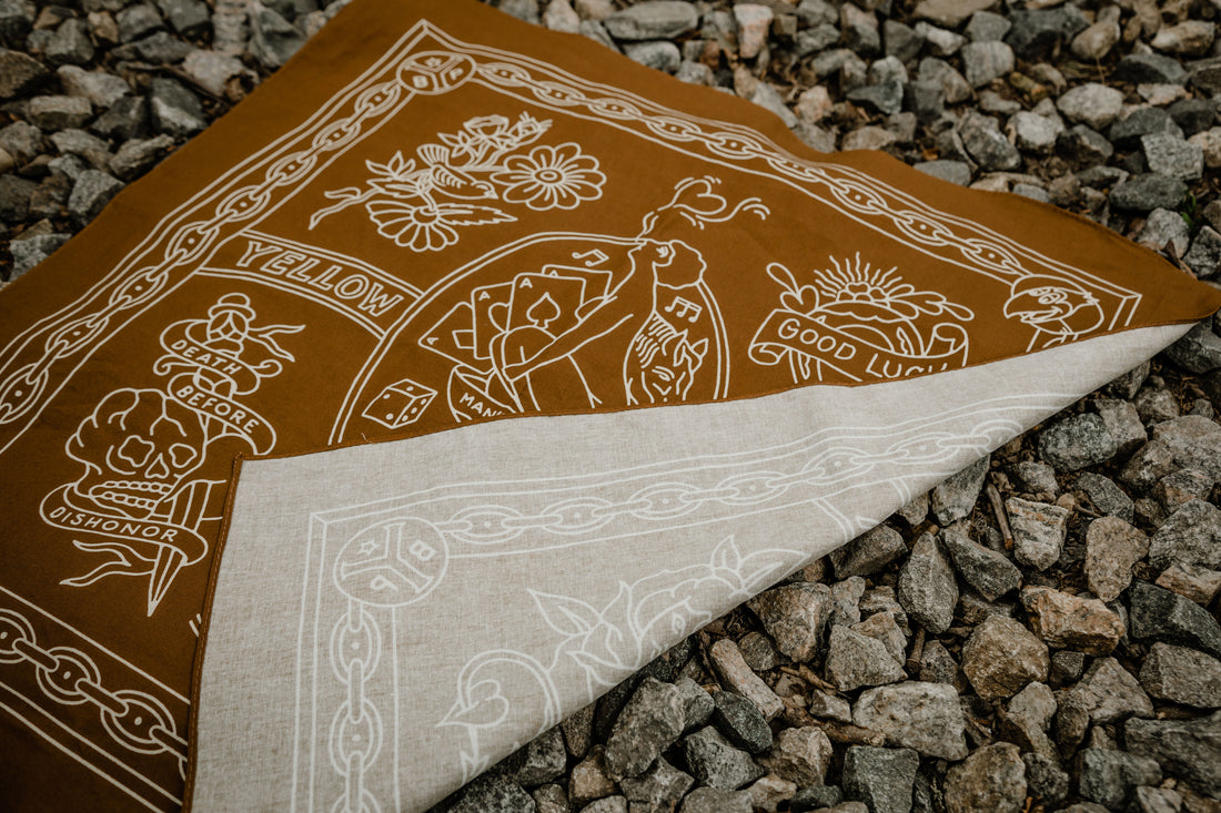 Yellow Beak Press Brown Bandana